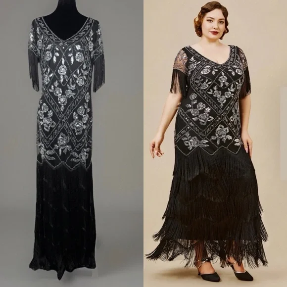 Babeyond- Flowery Multi-Layer Maxi Mermaid Plus Size Dress - Picture 1 of 17